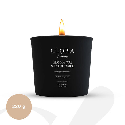 Madagaskar Hindistan Cevizi Kokulu Soya Mum - Siyah